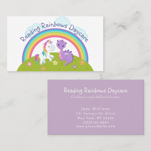 Dragon en Unicorn onder regenboogdagzorg Visitekaartje (Voorkant / Achterkant)