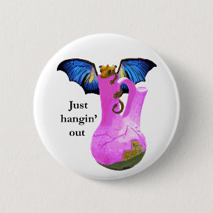 Dragon en Vase Ronde Button 5,7 Cm