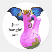 Dragon en Vase Ronde Sticker (Voorkant)