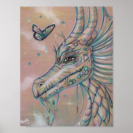 Dragon en vlinderfantasie poster van Renee (Voorkant)