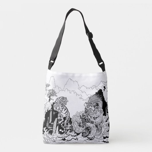 Dragon en White Tiger. Illustratie van Insima Crossbody Tas (Achterkant)