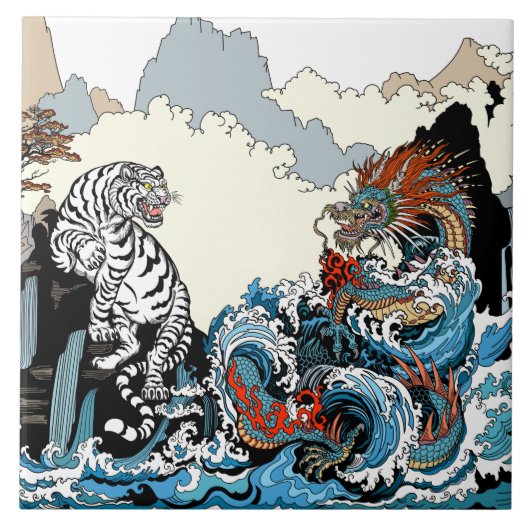 Dragon en White Tiger. Illustratie van Insima Tegeltje (Voorkant)
