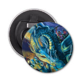 Dragon en Wizard Rider Button Flesopener (Voorkant)