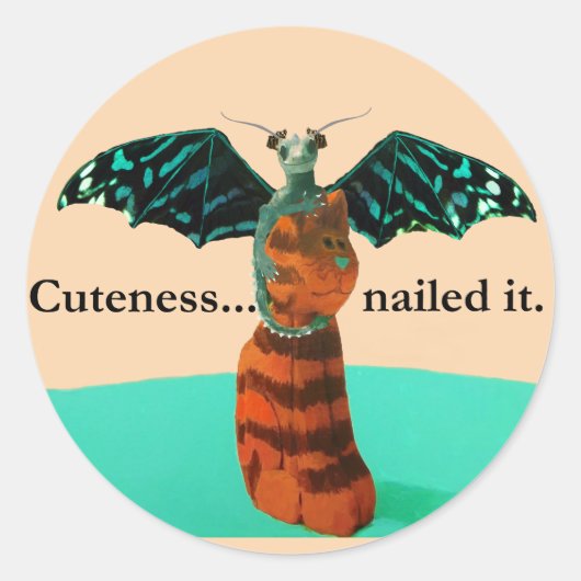 Dragon en Wooden Cat Ronde Sticker (Voorkant)