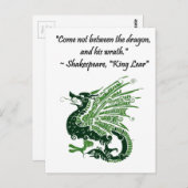 Dragon en zijn Wrath Shakespeare King Lear Cartoon Briefkaart (Voorkant / Achterkant)