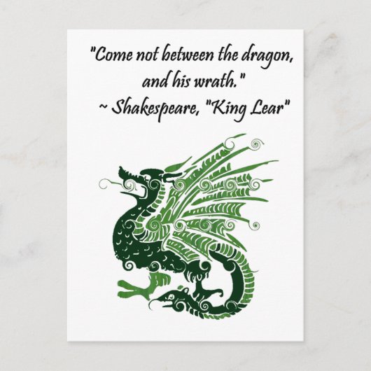 Dragon en zijn Wrath Shakespeare King Lear Cartoon Briefkaart (Voorkant)