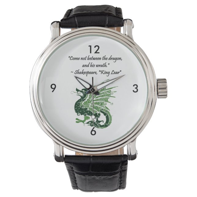 Dragon en zijn Wrath Shakespeare King Lear Cartoon Horloge (Voorkant)