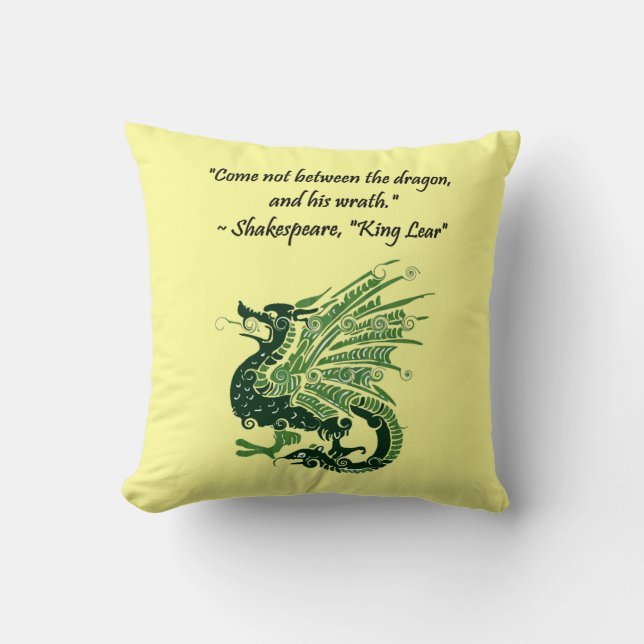 Dragon en zijn Wrath Shakespeare King Lear Cartoon Kussen (Voorkant)