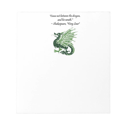 Dragon en zijn Wrath Shakespeare King Lear Cartoon Notitieblok (Voorkant)