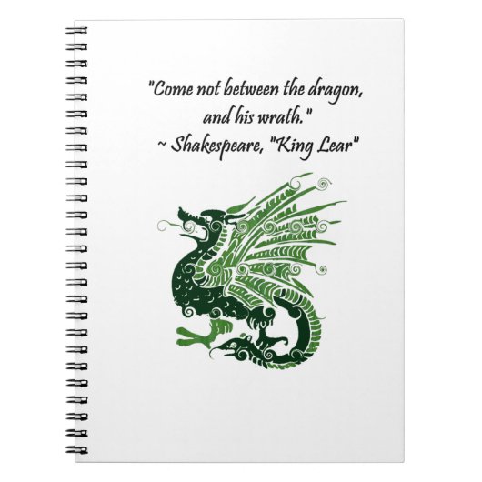 Dragon en zijn Wrath Shakespeare King Lear Cartoon Notitieboek (Voorkant)