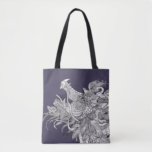 Dragon Enchantatie Gedetailleerde dragon Art Tote Bag (Voorkant)