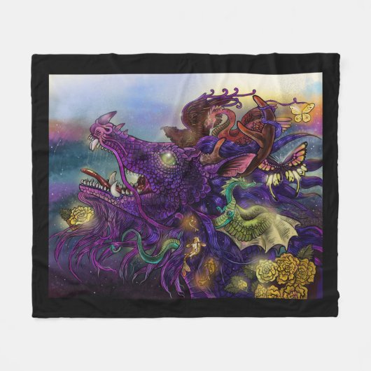 Dragon Enchantment Fleece Deken (Voorkant (Horizontaal))