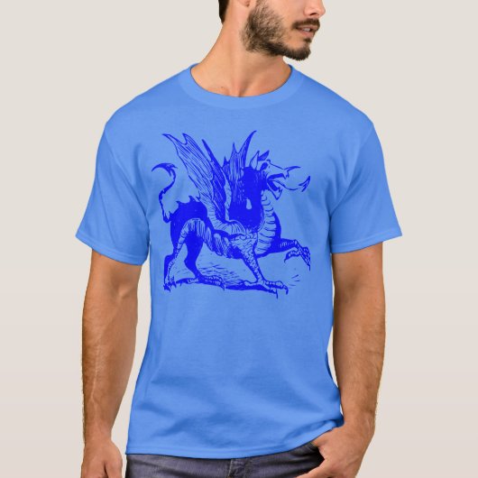 Dragon Engraving - Blauw T-shirt (Voorkant)