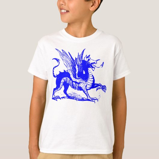 Dragon Engraving - Blauw T-shirt (Voorkant)