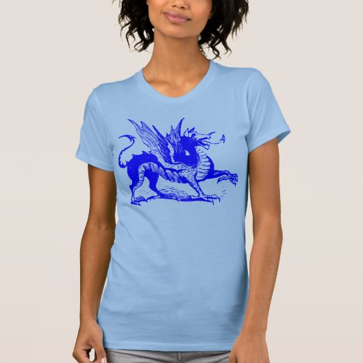 Dragon Engraving - Blauw T-shirt (Voorkant)