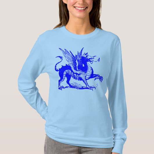 Dragon Engraving - Blauw T-shirt (Voorkant)