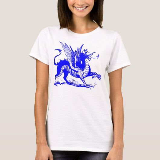 Dragon Engraving - Blauw T-shirt (Voorkant)