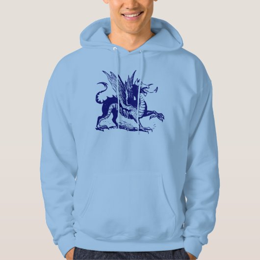 Dragon Engraving - Deep Navy Hoodie (Voorkant)