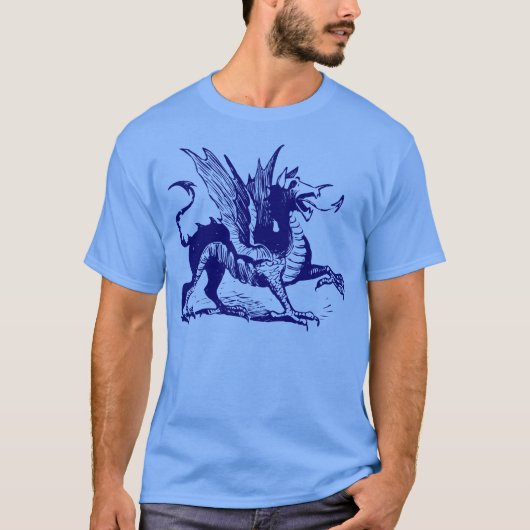 Dragon Engraving - Deep Navy T-shirt (Voorkant)