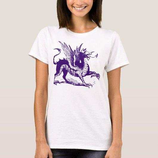 Dragon Engraving - Deep Paars T-shirt (Voorkant)