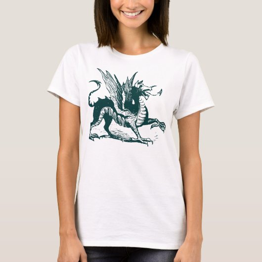 Dragon Engraving - Donkergroen T-shirt (Voorkant)