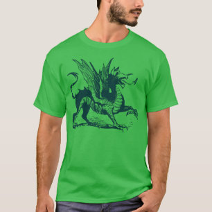 Dragon Engraving - Donkergroen T-shirt