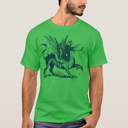 Dragon Engraving - Donkergroen T-shirt (Voorkant)