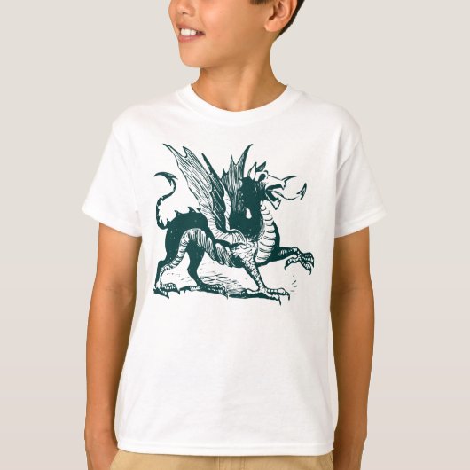 Dragon Engraving - Donkergroen T-shirt (Voorkant)