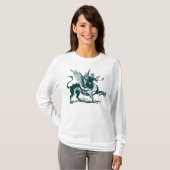 Dragon Engraving - Donkergroen T-shirt (Voorkant volledig)