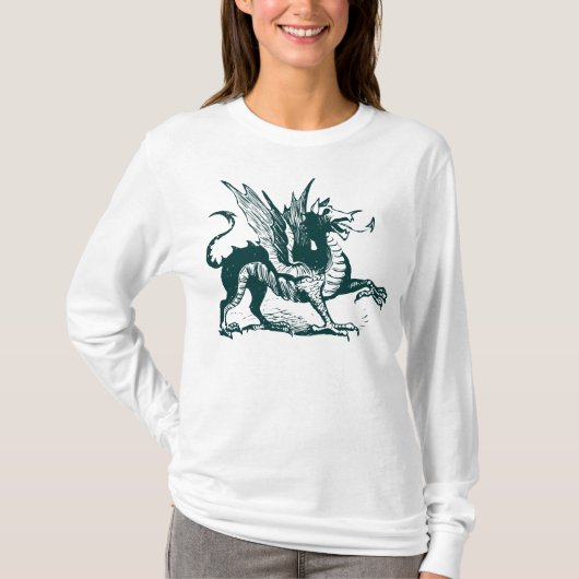 Dragon Engraving - Donkergroen T-shirt (Voorkant)