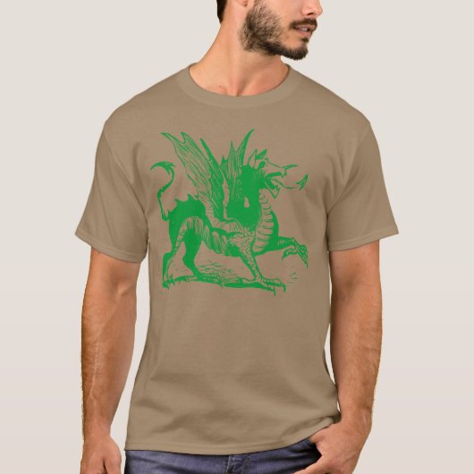 Dragon Engraving - Grass Green T-shirt (Voorkant)