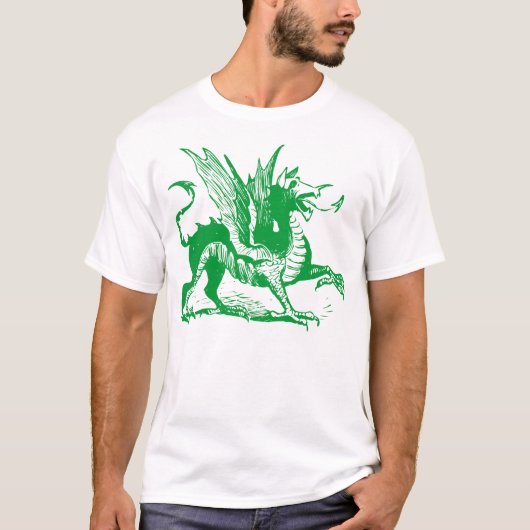 Dragon Engraving - Grass Green T-shirt (Voorkant)