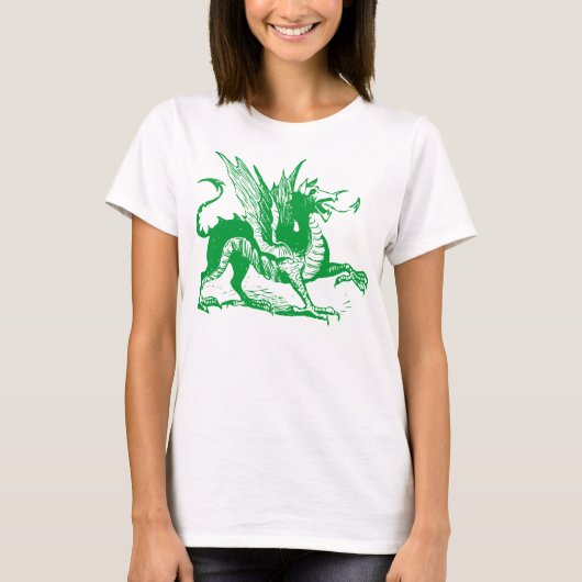 Dragon Engraving - Grass Green T-shirt (Voorkant)