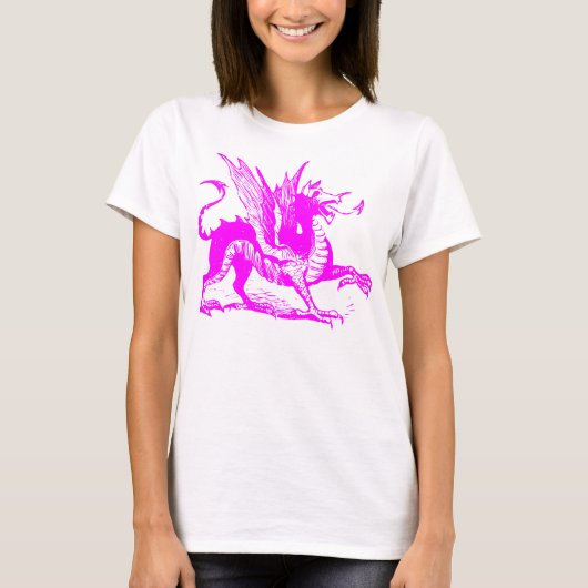 Dragon Engraving - Magenta T-shirt (Voorkant)