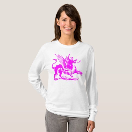Dragon Engraving - Magenta T-shirt (Voorkant volledig)