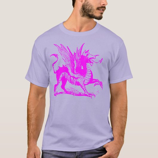 Dragon Engraving - Magenta T-shirt (Voorkant)