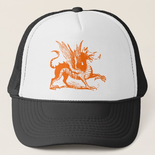 Dragon Engraving - Oranje Trucker Pet (Voorkant)
