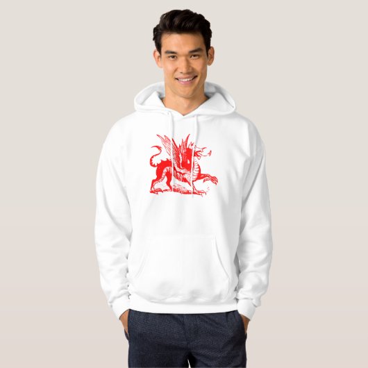 Dragon Engraving - Rood Hoodie (Voorkant volledig)