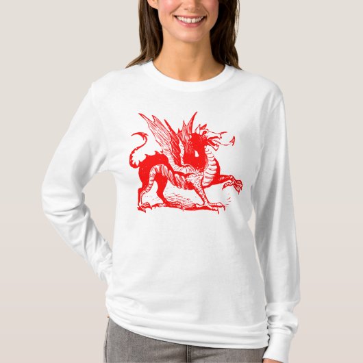 Dragon Engraving - Rood T-shirt (Voorkant)
