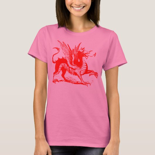 Dragon Engraving - Rood T-shirt (Voorkant)