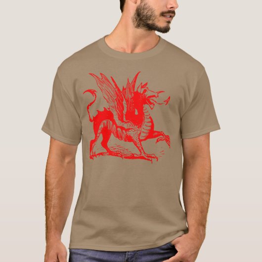 Dragon Engraving - Rood T-shirt (Voorkant)