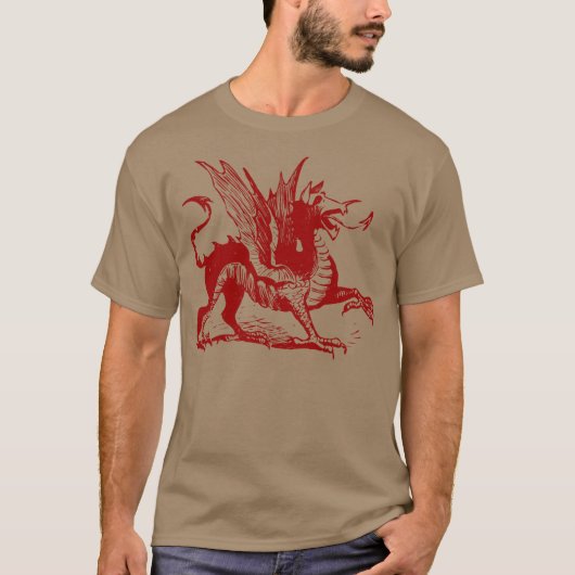 Dragon Engraving - Ruby Red T-shirt (Voorkant)