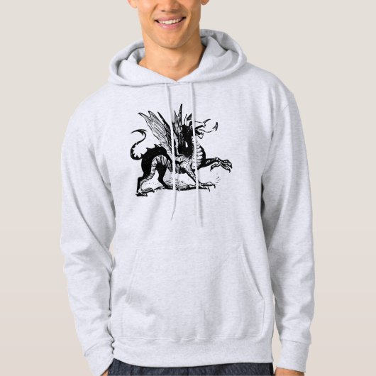 Dragon Engraving - Zwart Hoodie (Voorkant)
