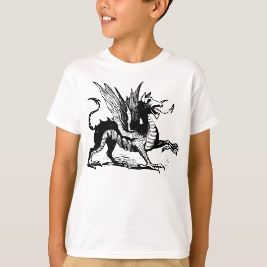 Dragon Engraving - Zwart T-shirt (Voorkant)
