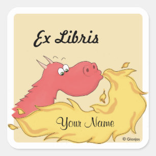 Dragon Ex Libris / Boekenlabel Vierkante Sticker