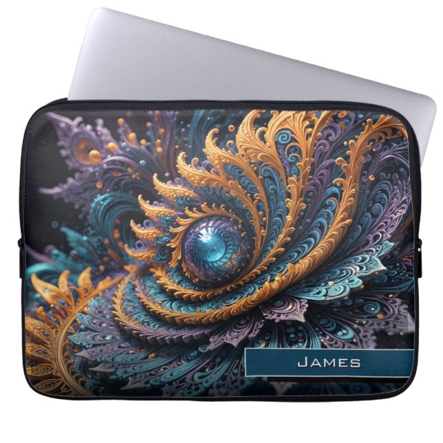 Dragon Eye Modern Abstracte geometrische fractale  Laptop Sleeve (Voorkant)