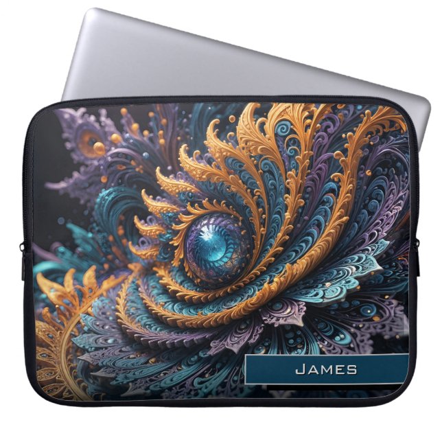 Dragon Eye Modern Abstracte geometrische fractale  Laptop Sleeve (Voorkant)