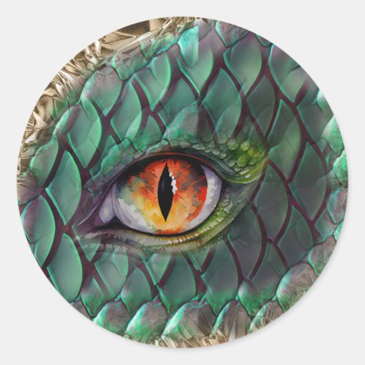 Dragon Eye Mythische Fantasie Ronde Sticker (Voorkant)