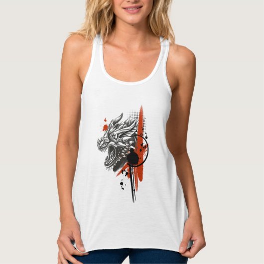 Dragon Face Trash Polka Tanktop (Voorkant)