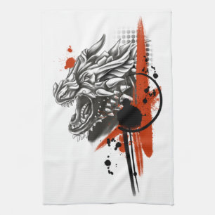 Dragon Face Trash Polka Theedoek